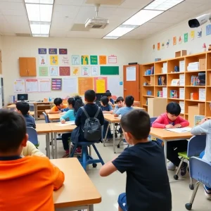 Students in a classroom engaged in learning activities