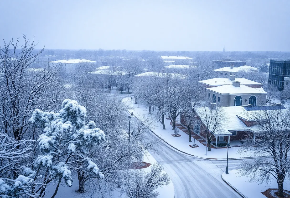 Snow blankets the landscape of Tallahassee, Florida during the historic winter storm.