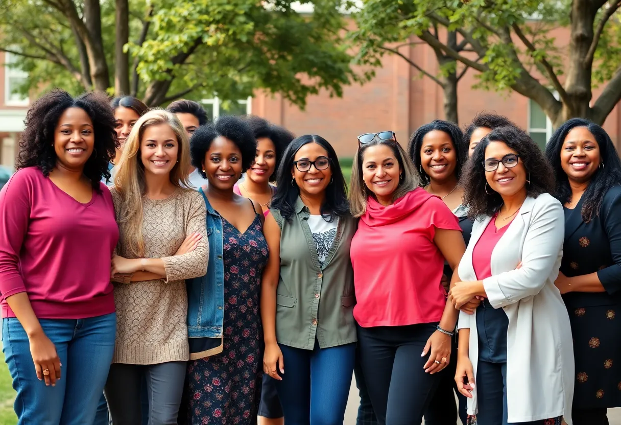 A group of diverse women celebrating community leadership