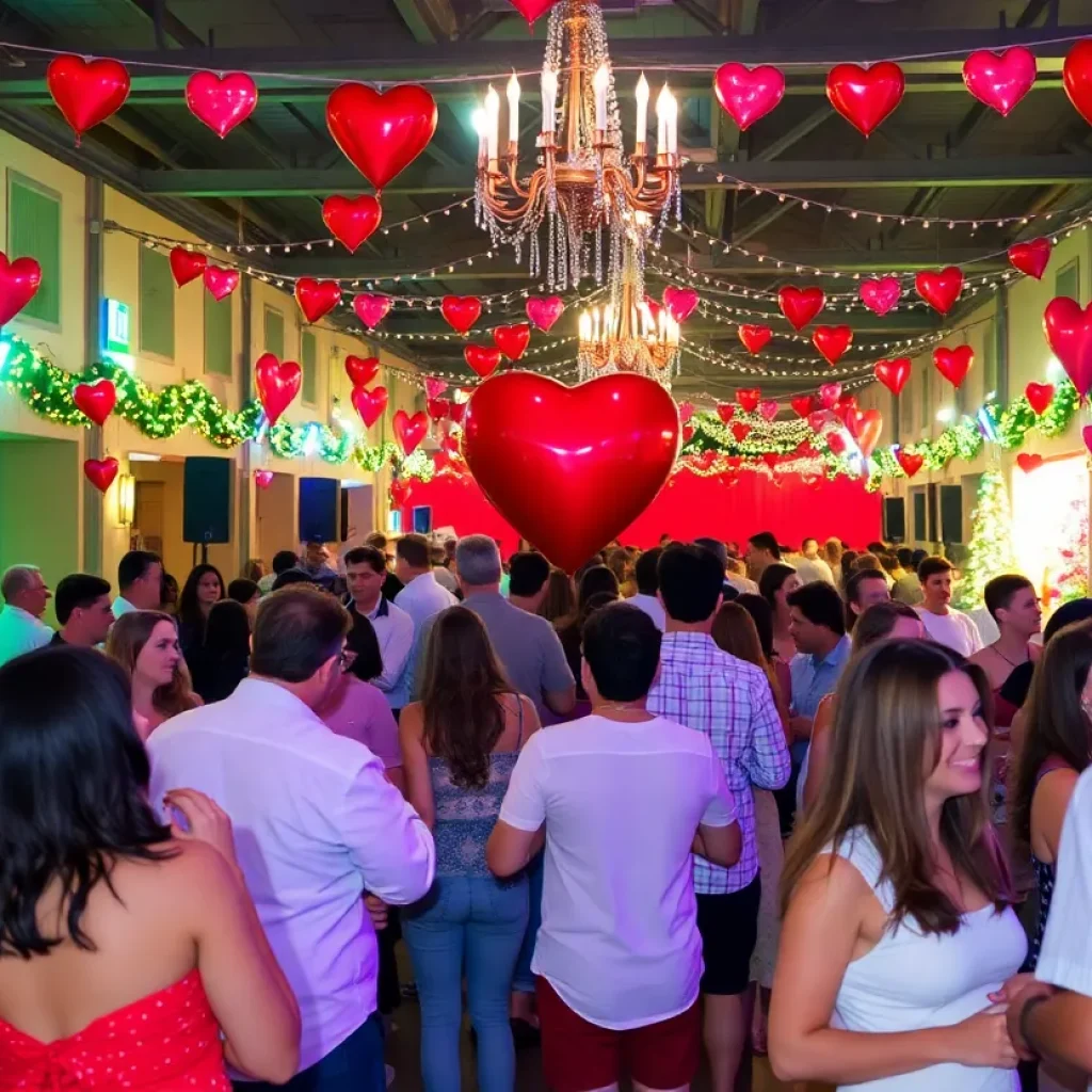People enjoying Valentine's Day festivities in Tallahassee with music and dance