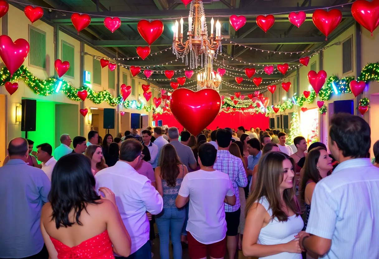 People enjoying Valentine's Day festivities in Tallahassee with music and dance