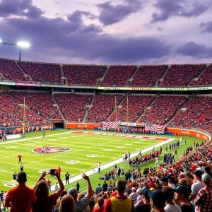 Crowd at a college football game representing ACC Conference spirit