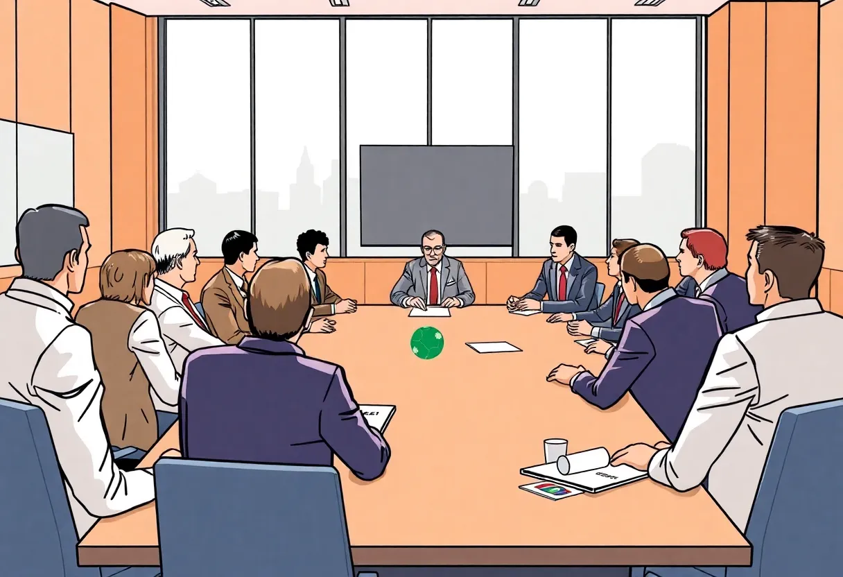 Collegiate conference members discussing settlement changes