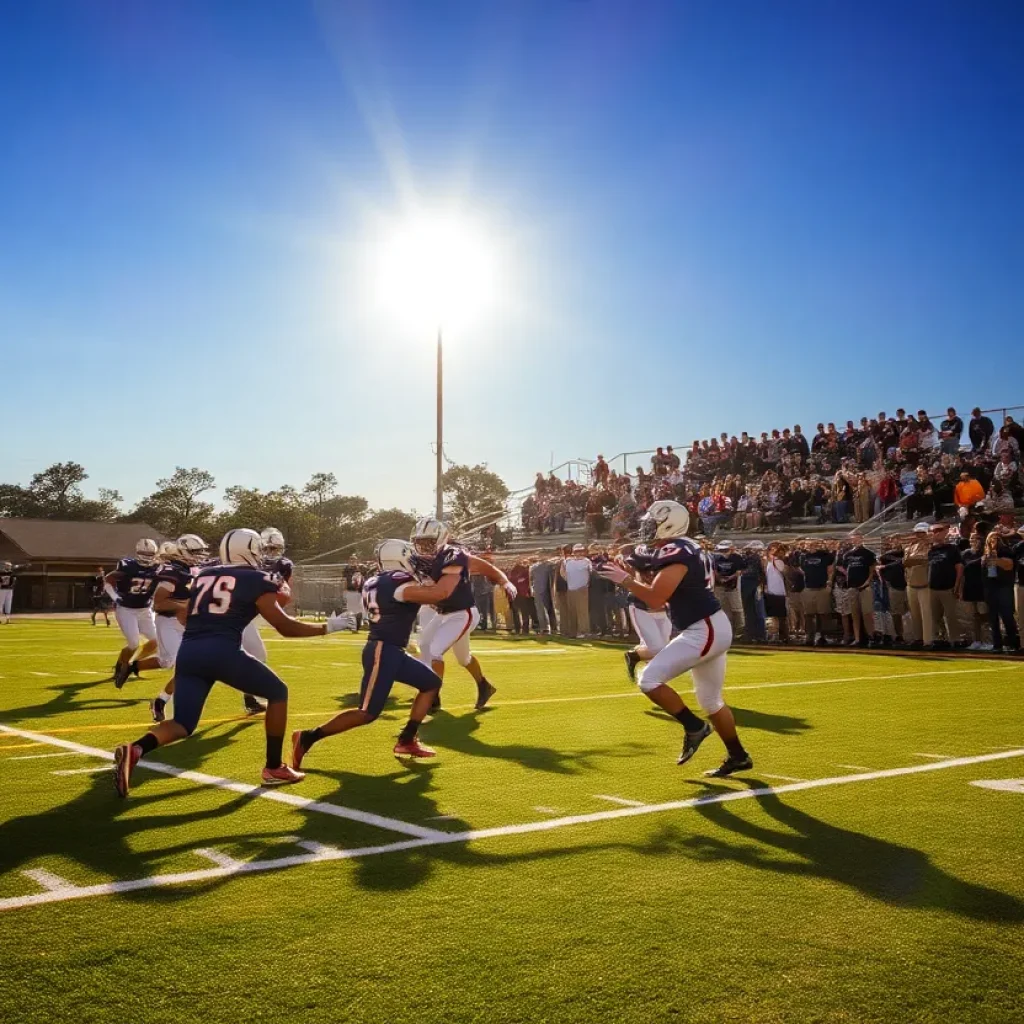 High school football game in Big Bend with players in action