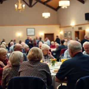 A community meeting at the Capital Conservatives Club with attendees engaged in discussions.