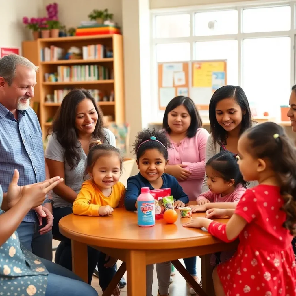 Families participating in children’s services activities at a resource center