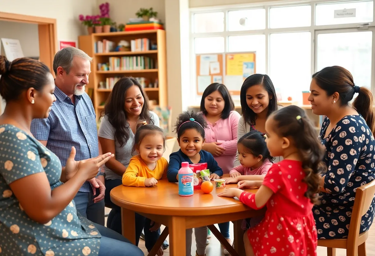 Families participating in children’s services activities at a resource center