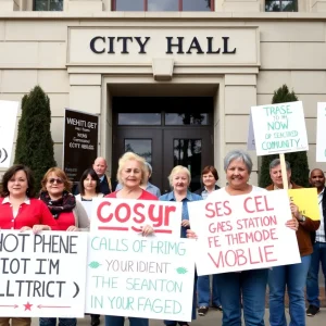 Residents protesting against Circle K gas station development