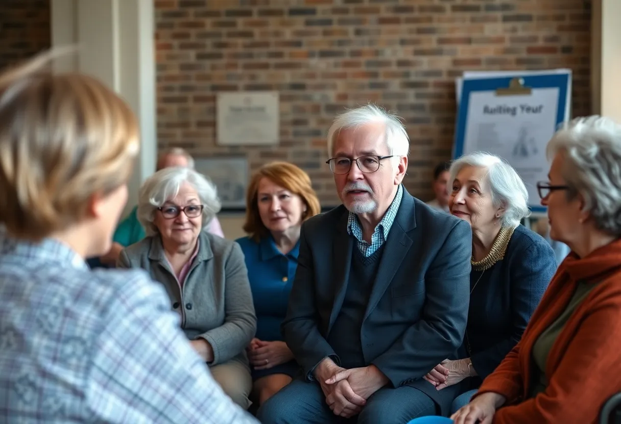 People discussing financial awareness to prevent elder fraud