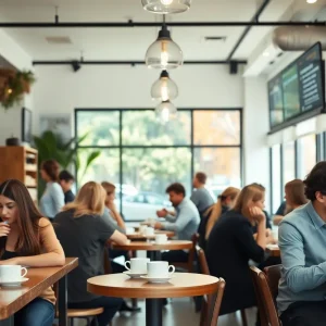 People gathering and enjoying coffee at a local café in Tallahassee