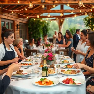 Women chefs preparing gourmet dishes at Damas culinary event