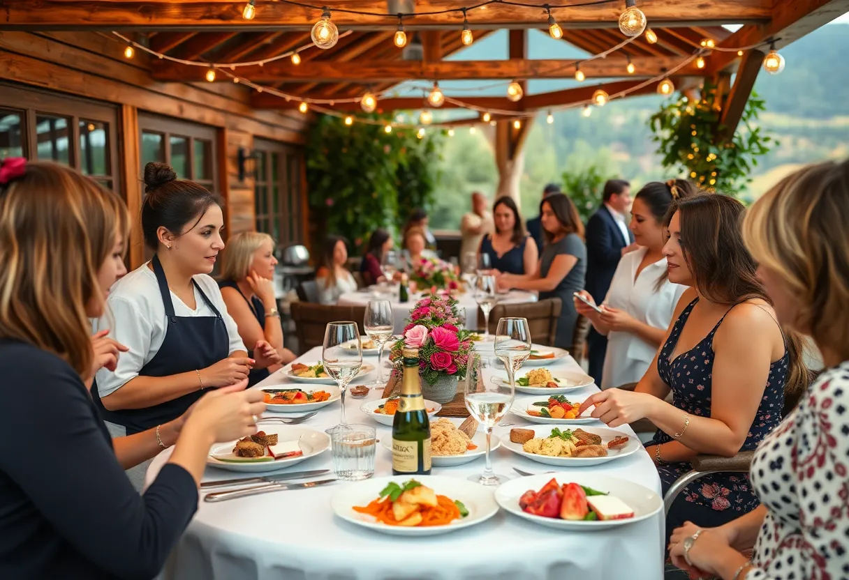 Women chefs preparing gourmet dishes at Damas culinary event