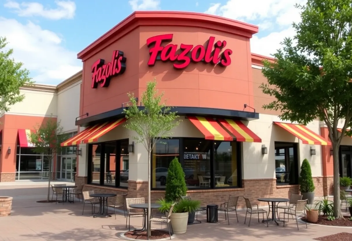 New Fazoli's restaurant exterior with outdoor seating in Tallahassee