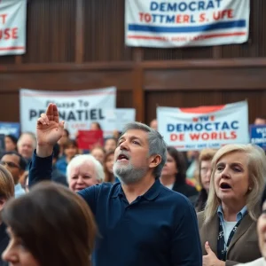 Crowd at a town hall meeting for Florida Democrats