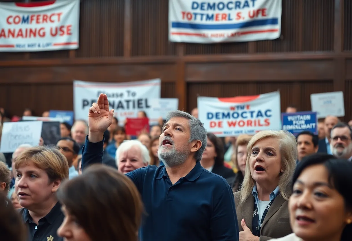 Crowd at a town hall meeting for Florida Democrats