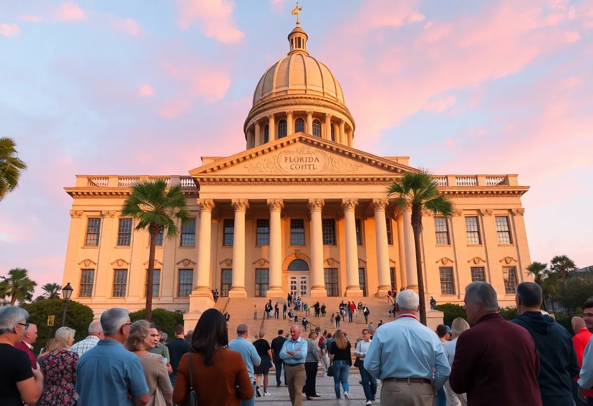Florida State Capitol building during the legislative session