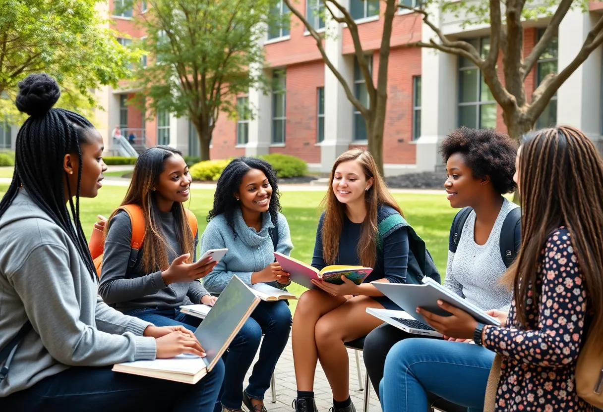 Students at Florida State University discussing diversity and inclusion.