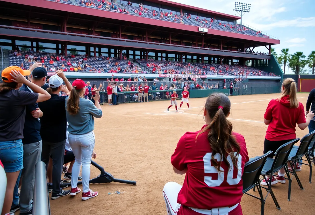 FSU softball team playing at JoAnne Graf Field