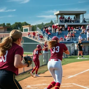 FSU Softball team in action at JoAnne Graf Field during home debut.