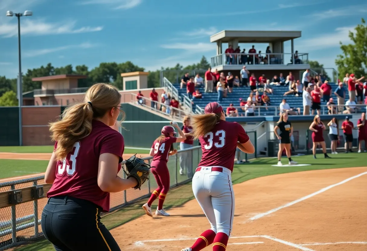 FSU Softball team in action at JoAnne Graf Field during home debut.