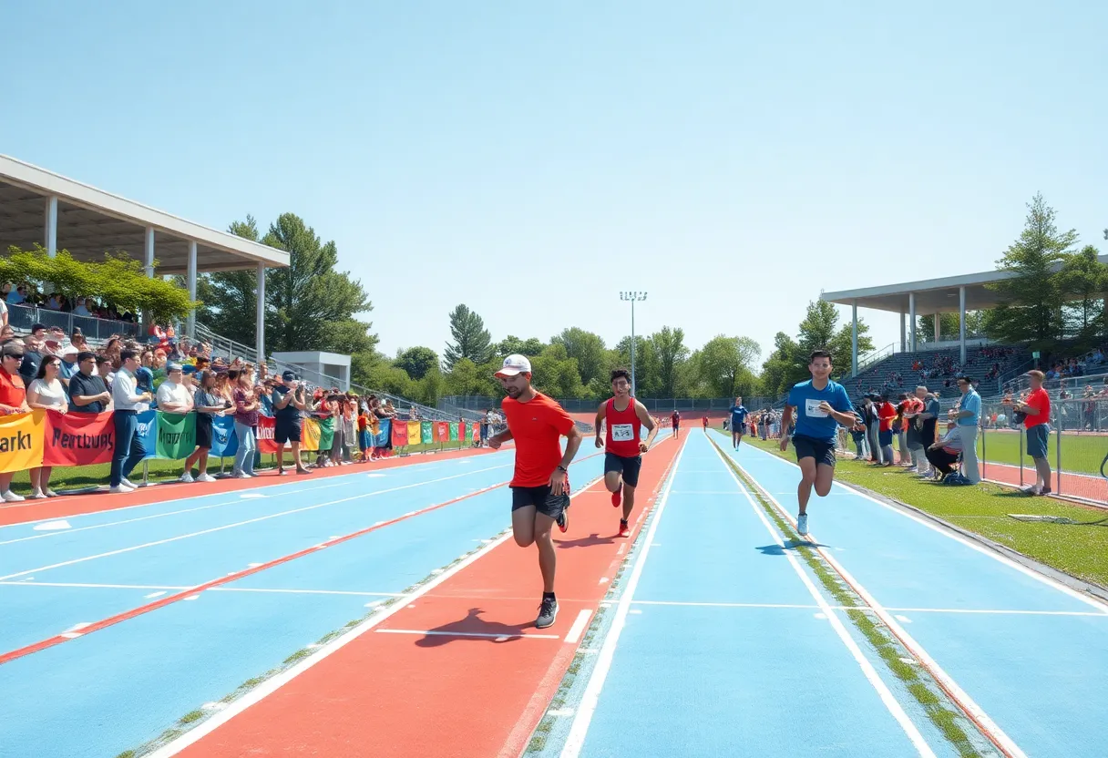 FSU students cheering at a university outdoor track and field event