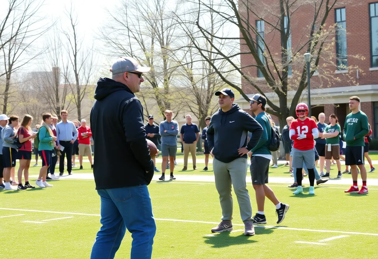 Florida State University football spring practice scene