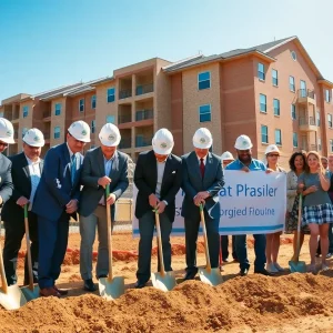 Officials celebrating the groundbreaking of Lake Bradford Apartments in Tallahassee