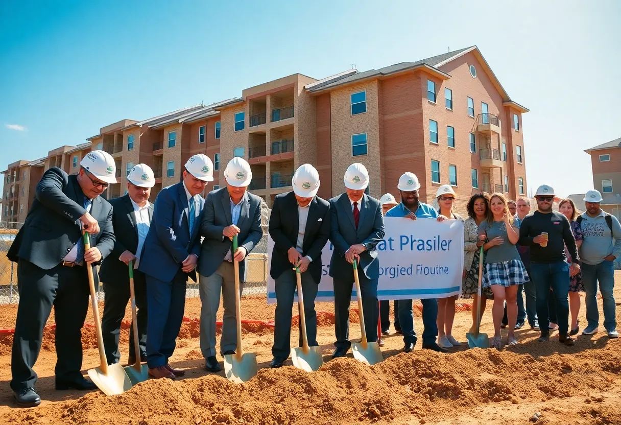 Officials celebrating the groundbreaking of Lake Bradford Apartments in Tallahassee