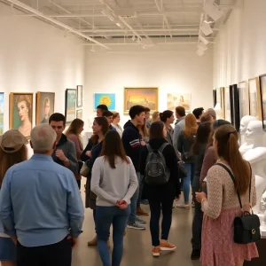 Community members viewing diverse artworks at Leon County art exhibition