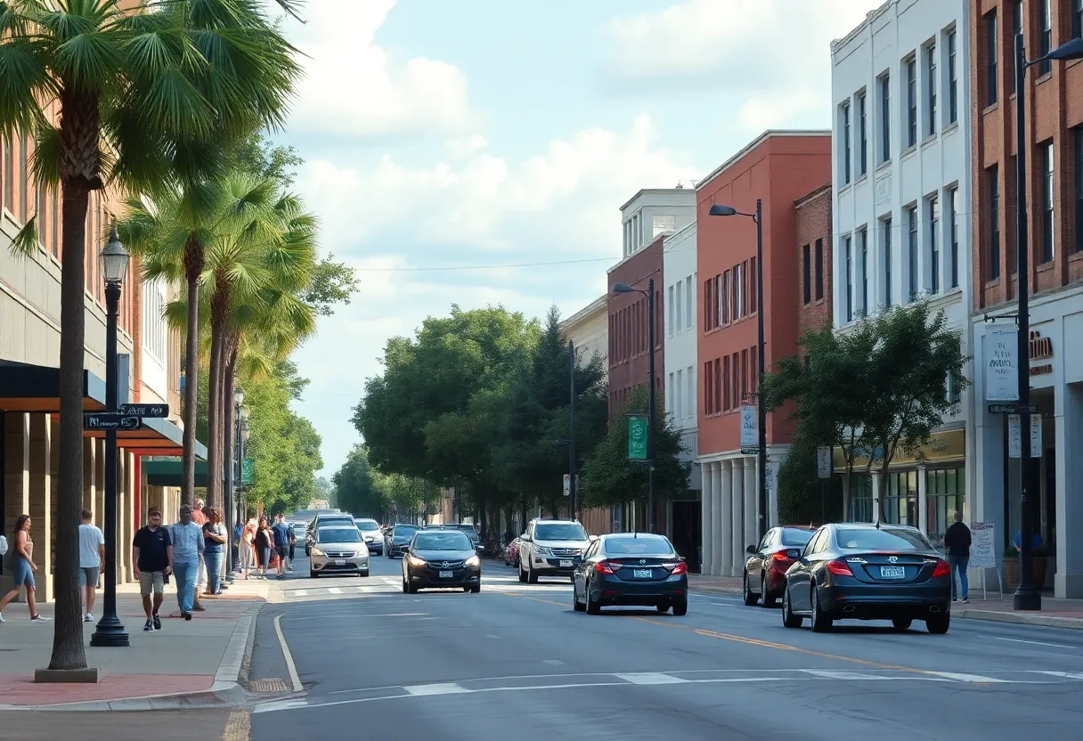 Pedestrians and cars on Thomasville Road, Midtown Tallahassee