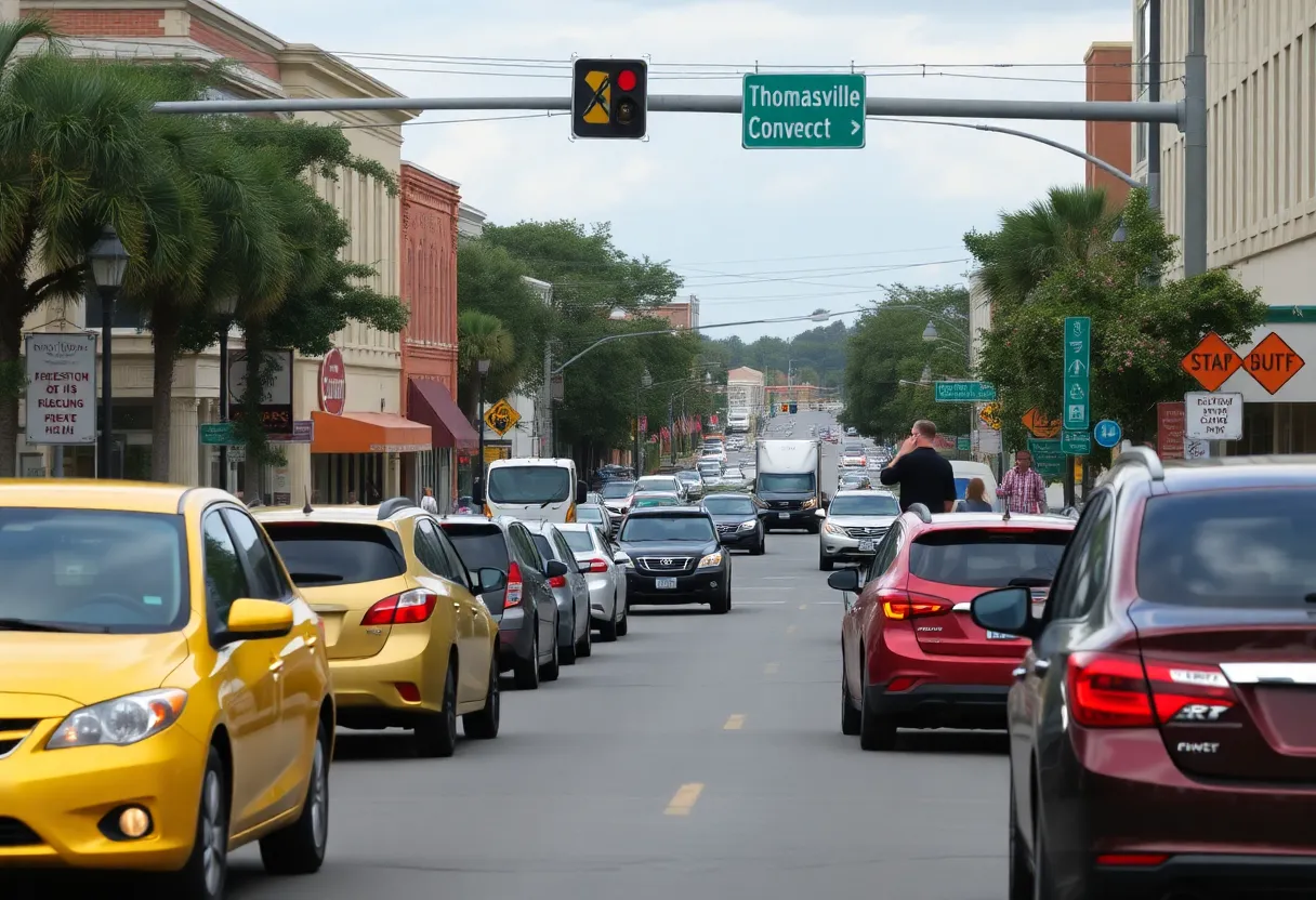 Midtown Tallahassee traffic with construction signs on Thomasville Road