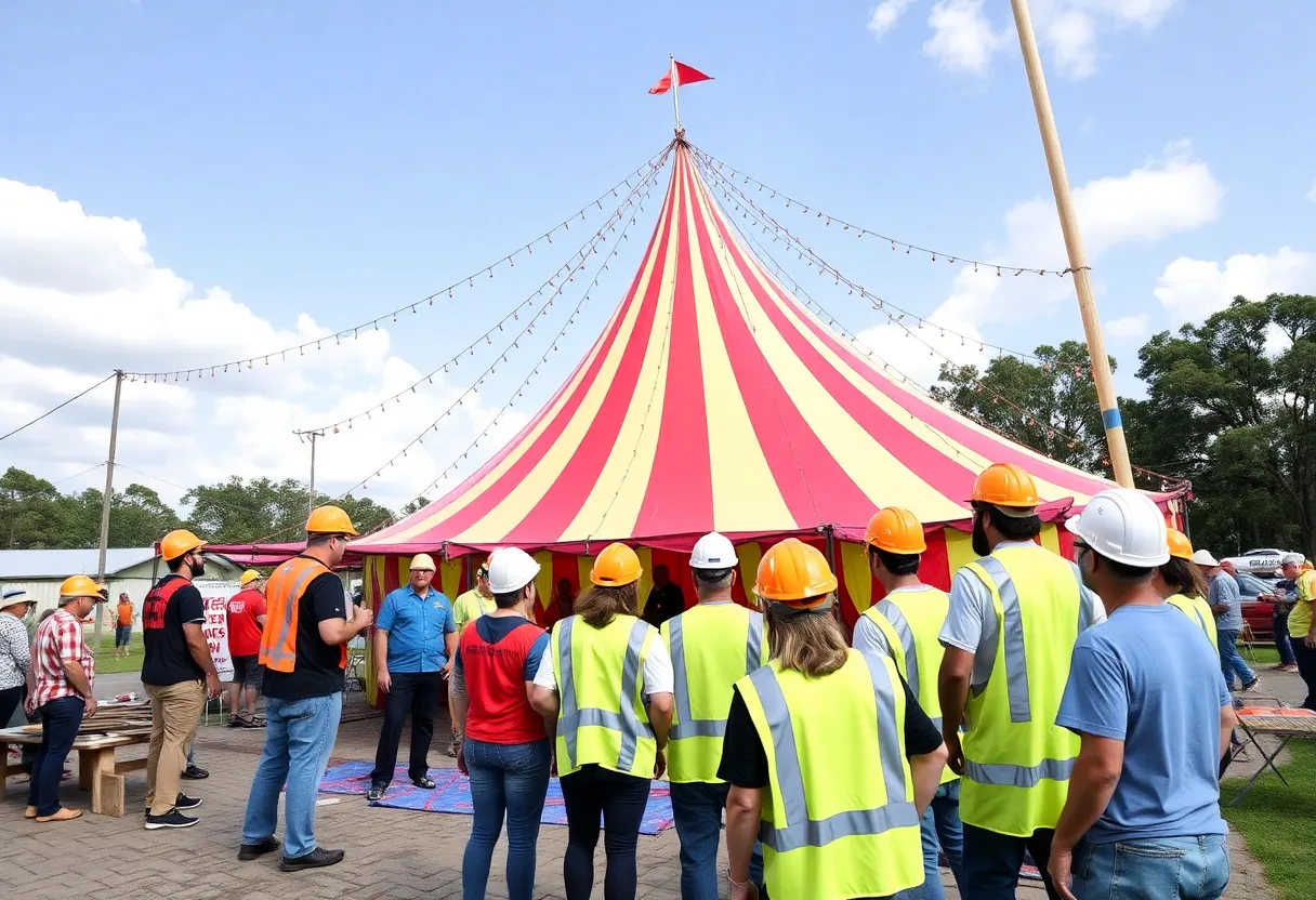 New circus tent installation in Tallahassee