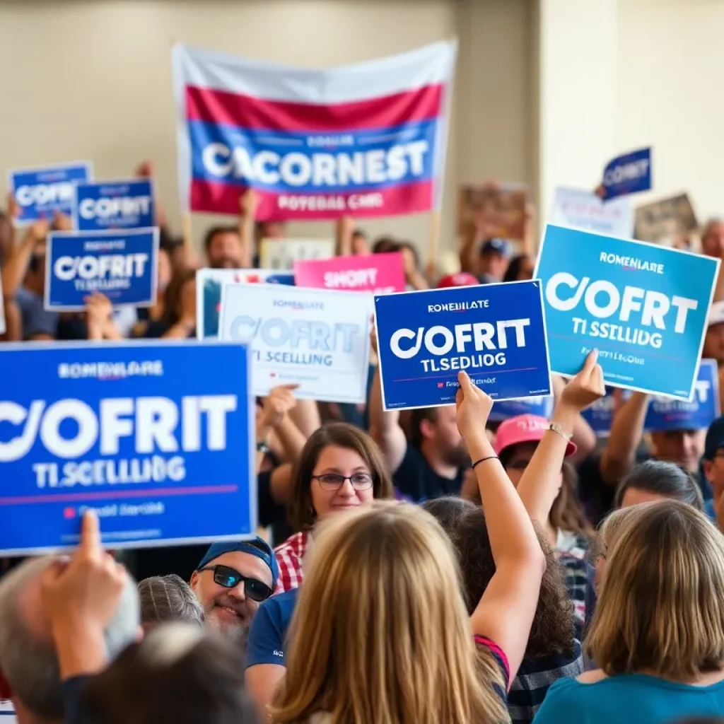 Supporters at a political rally in Florida