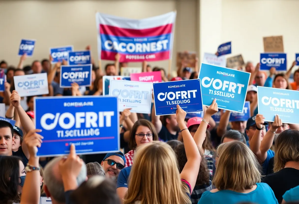 Supporters at a political rally in Florida