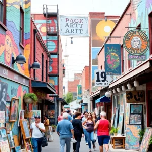 Colorful murals and art galleries in Railroad Square Art District
