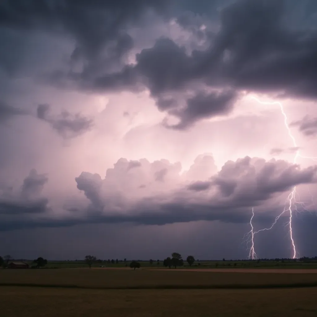 Stormy skies over Big Bend and South Georgia indicating severe weather.