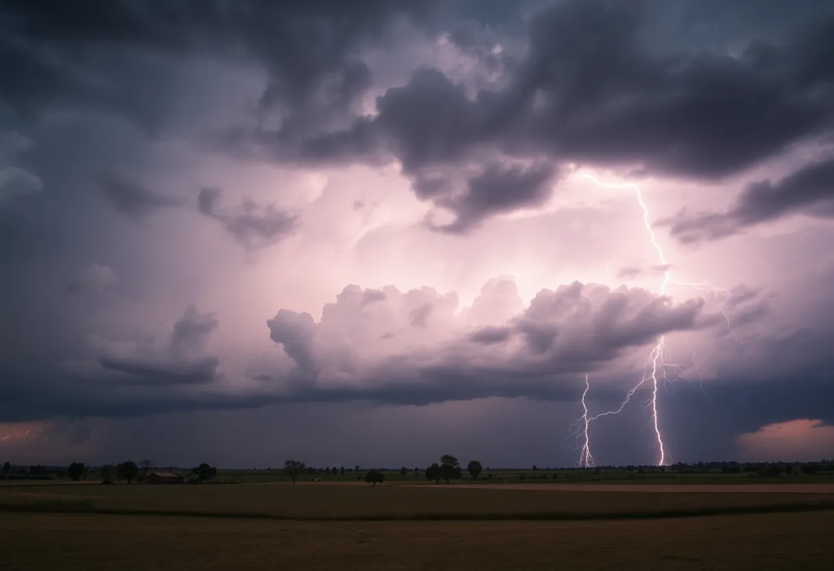 Stormy skies over Big Bend and South Georgia indicating severe weather.