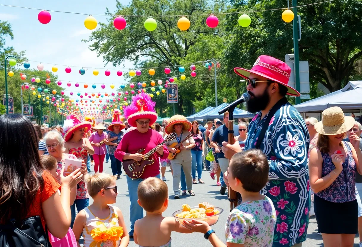 A vibrant scene from the Springtime Tallahassee Festival with parades and families enjoying the festivities.