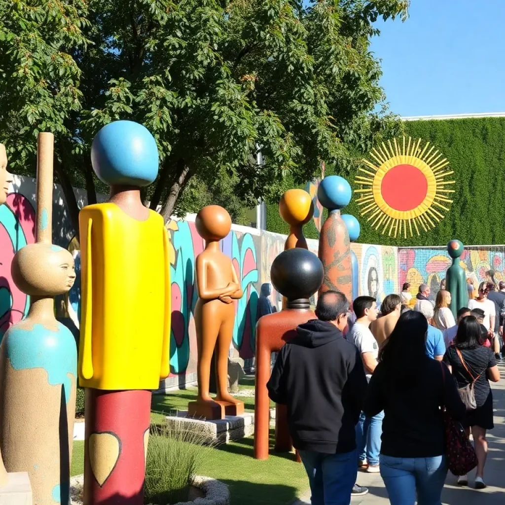 Colorful art sculptures at a community exhibit in Tallahassee