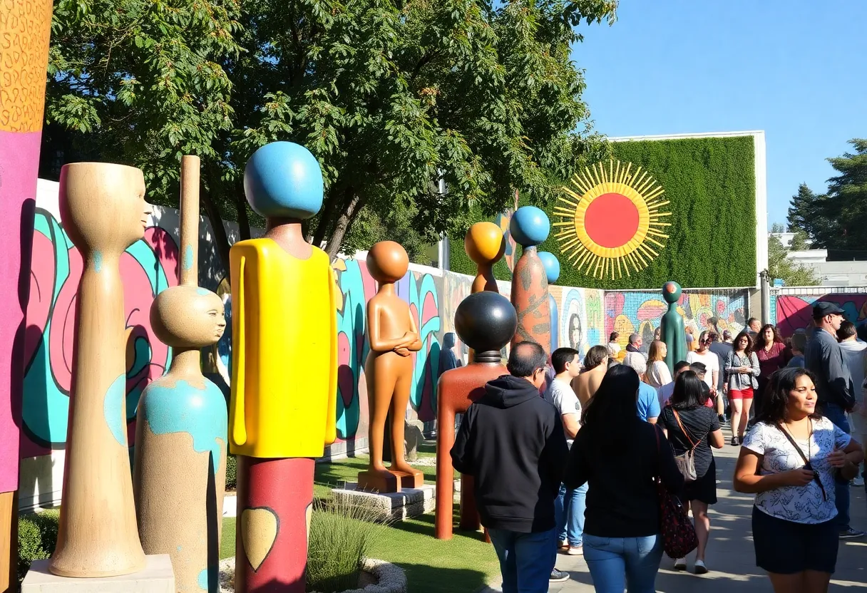 Colorful art sculptures at a community exhibit in Tallahassee
