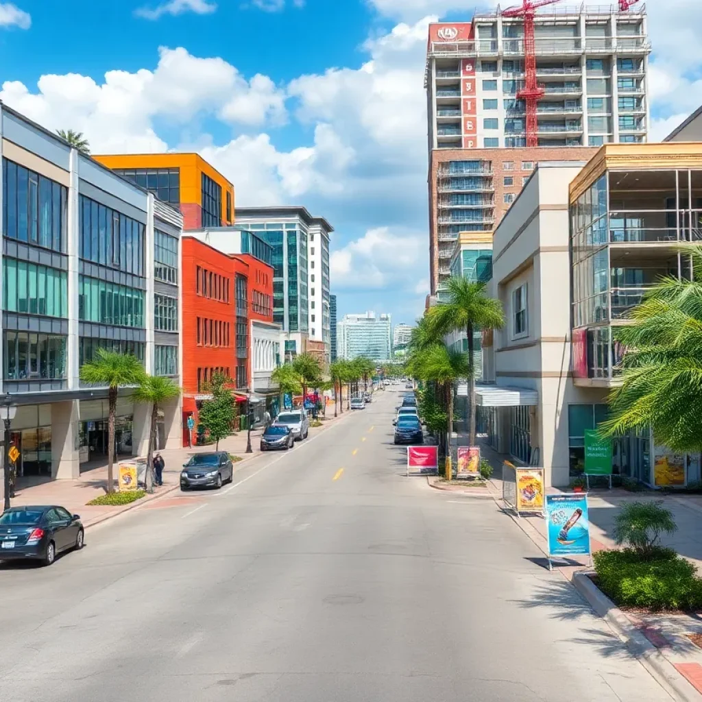 View of Tallahassee's commercial district with ongoing developments