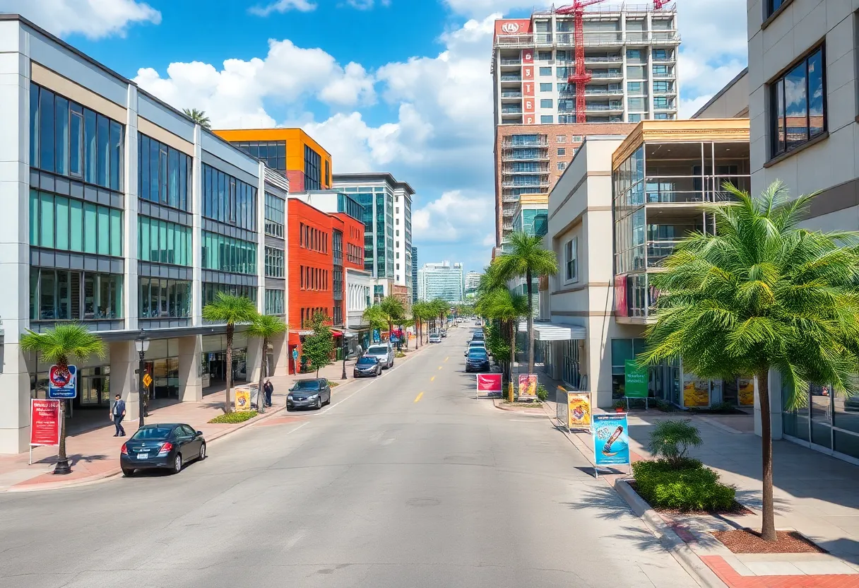 View of Tallahassee's commercial district with ongoing developments