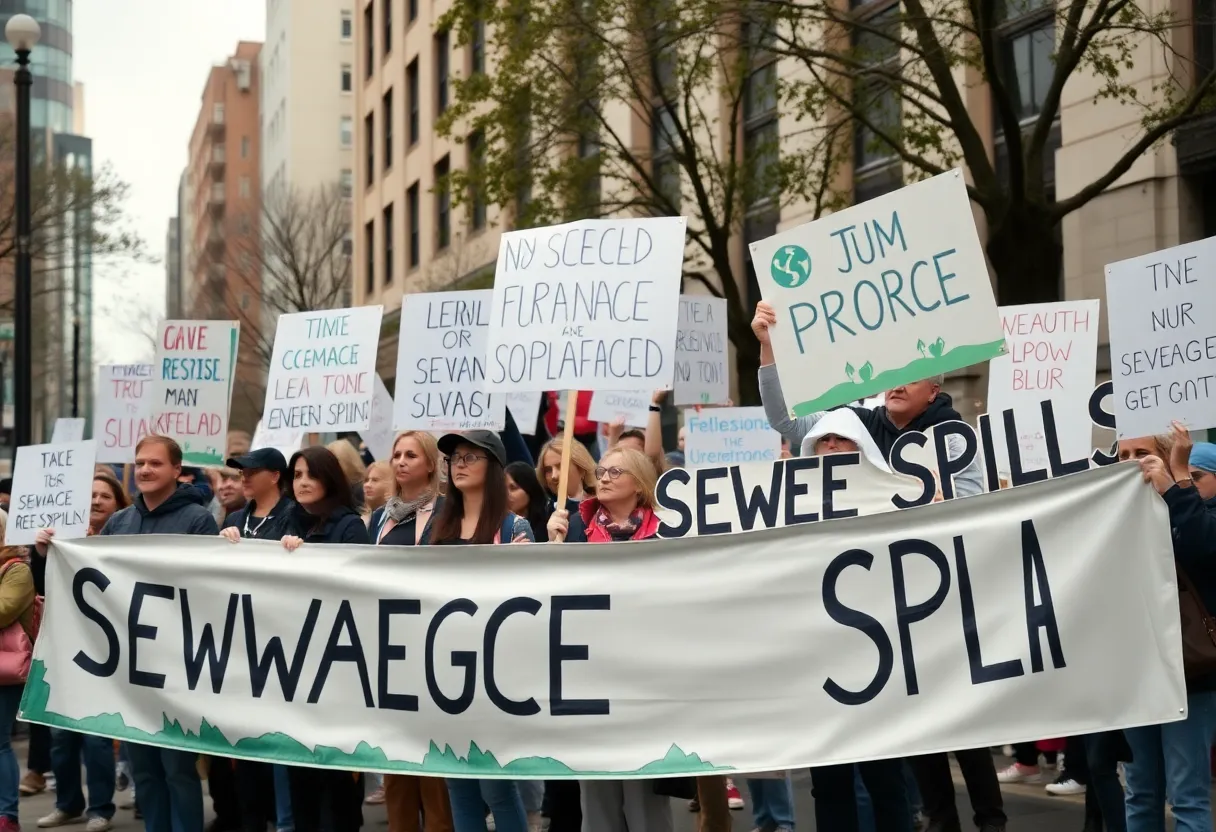 Community members rallying in Tallahassee to address sewage spills