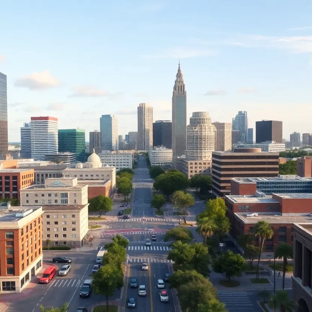 A skyline view of Tallahassee representing economic growth and vibrancy.