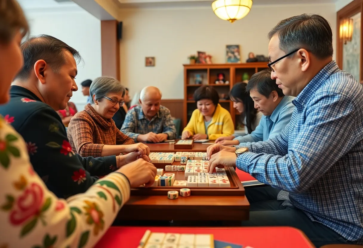 Group of friends playing Mahjong in Tallahassee