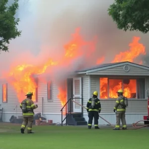Firefighters responding to a mobile home fire in Tallahassee
