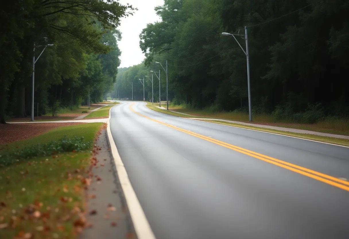 A quiet road in Tallahassee highlighting the importance of road safety.