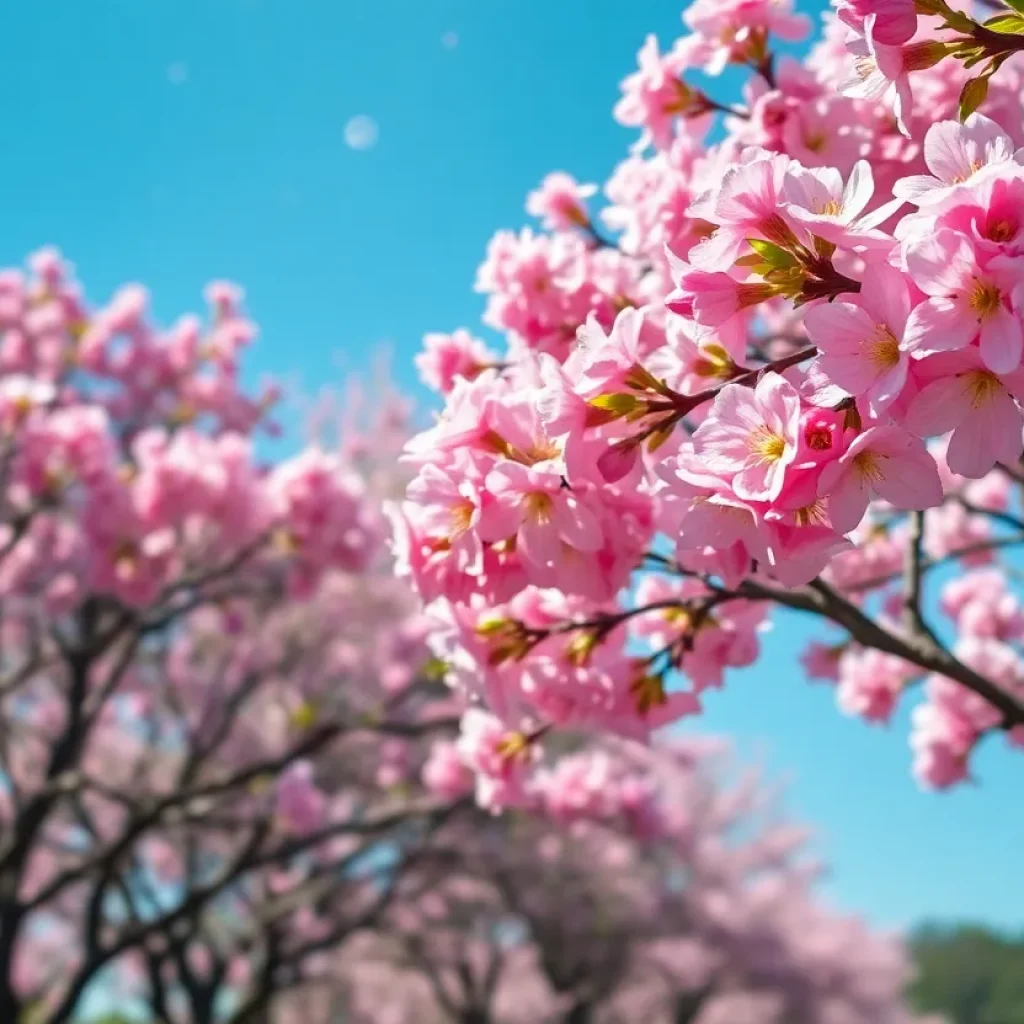 Blooming trees in Tallahassee releasing pollen.