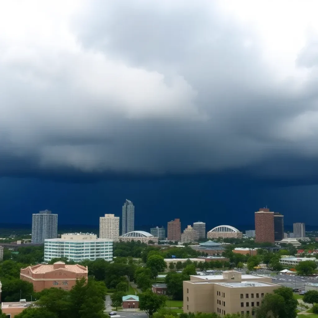 Skyline of Tallahassee with storm clouds
