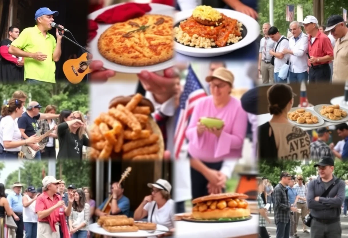 A collage of events in Tallahassee featuring music, food, and history.